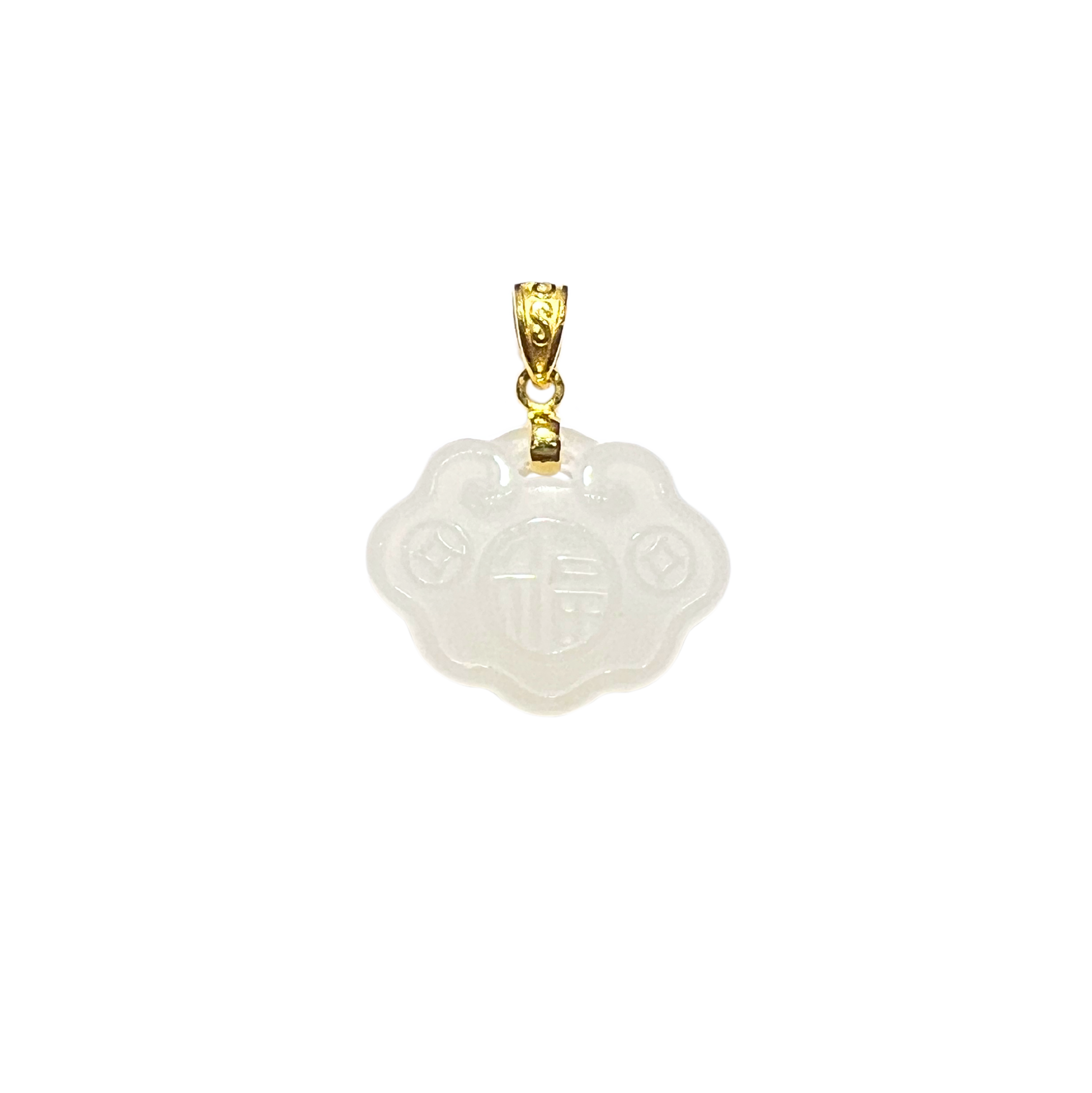 24K Hetian Jade Pendant (Peace buckle)