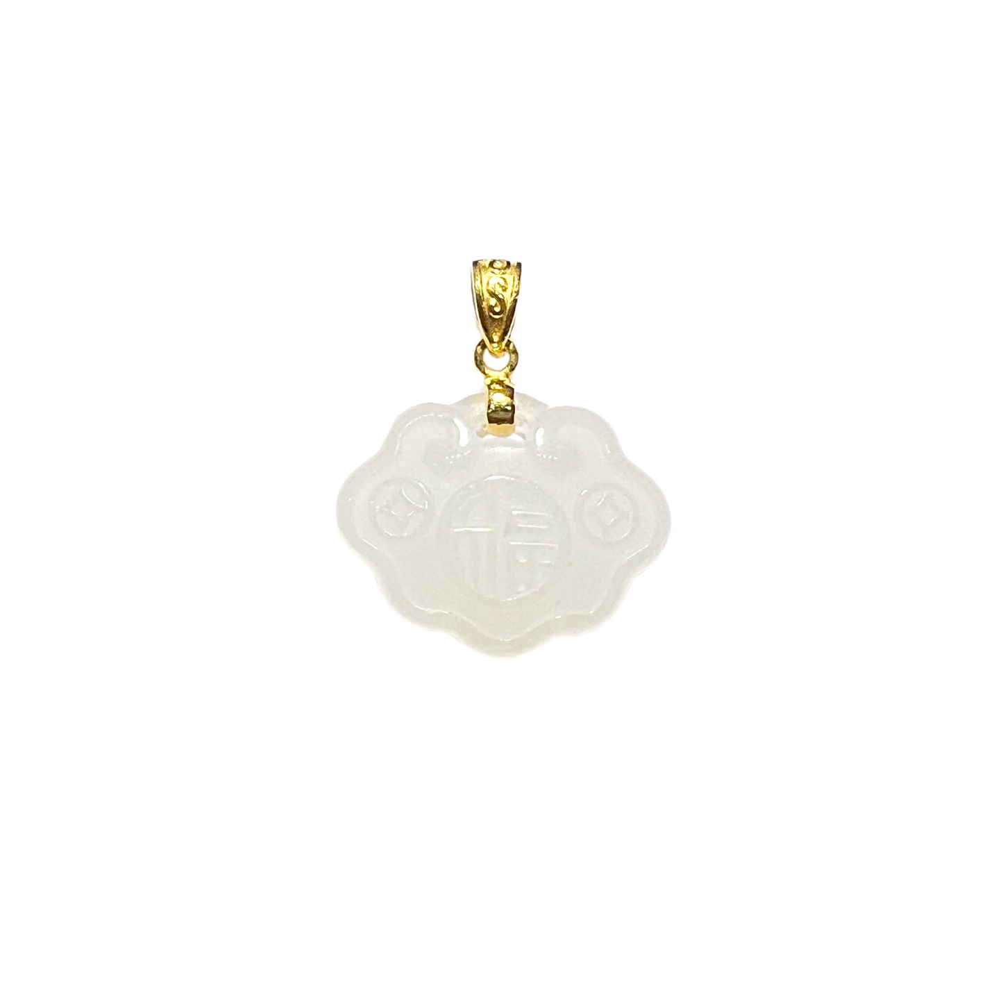 24K Hetian Jade Pendant (Peace buckle)