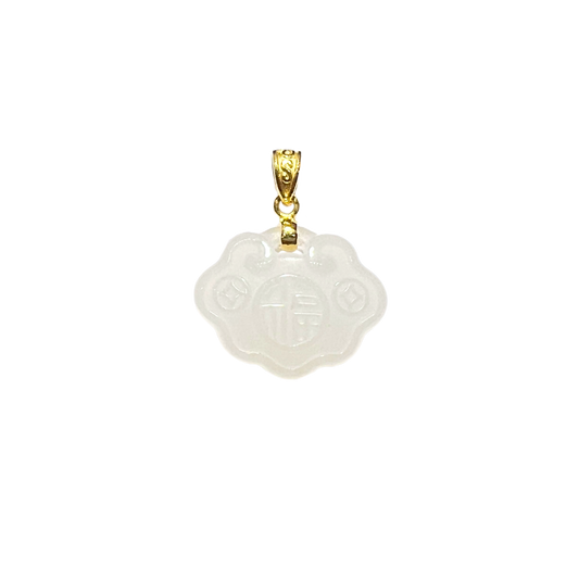 24K Hetian Jade Pendant (Peace buckle)