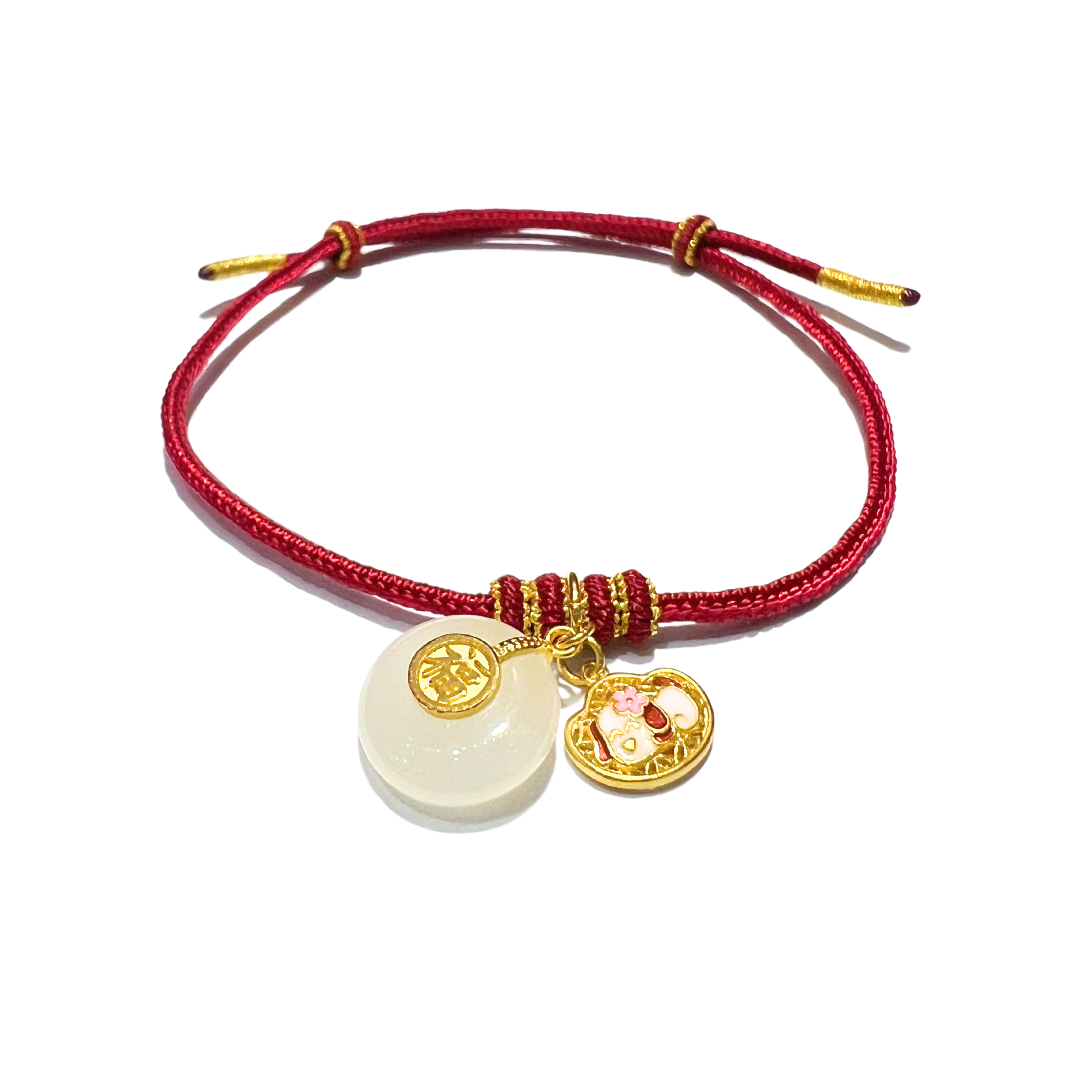 24K Gold Hetian Jade Bracelet Chinese Zodiac (Dog)