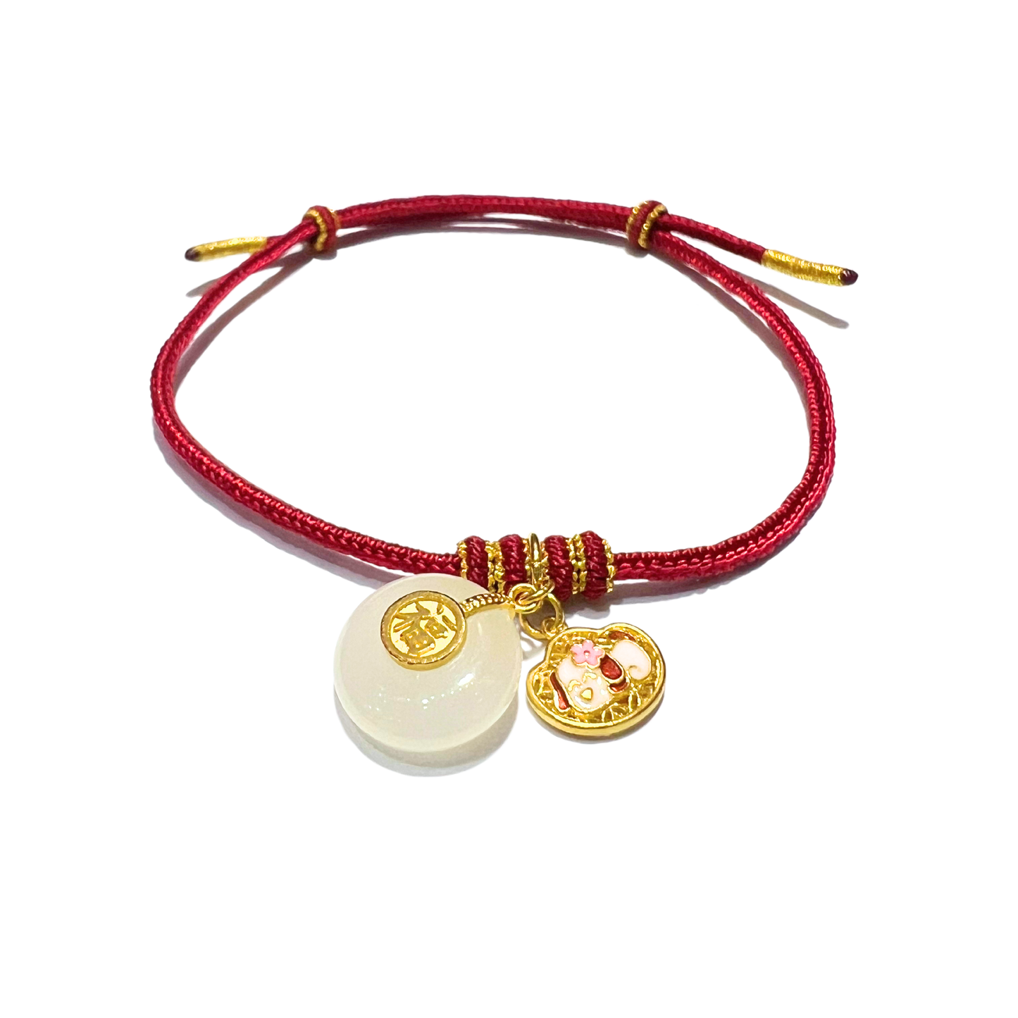 24K Gold Hetian Jade Bracelet Chinese Zodiac (Dog)
