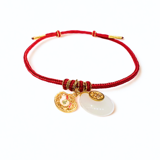 24K Gold Hetian Jade Bracelet Chinese Zodiac (Horse)