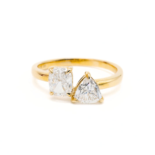 Toi et Moi Trillion & Cushion Lab Grown Diamonds Ring