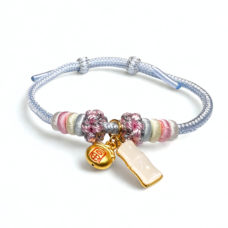 24K Gold Hetian Jade Bracelet (Money Bag, Bamboo)