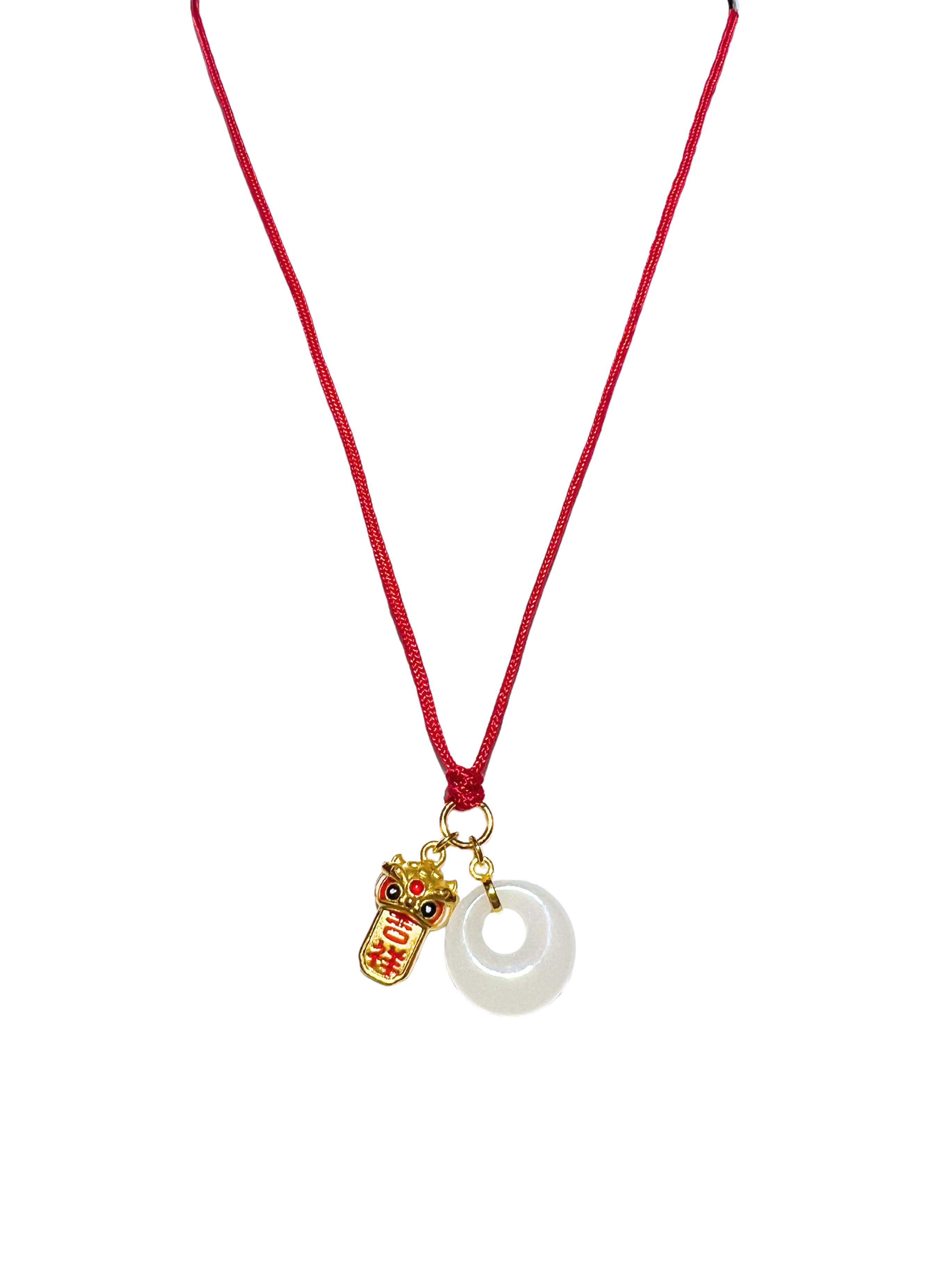 24K Hetian Jade Necklace (Lion Dance)