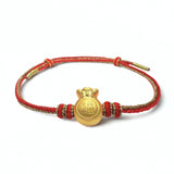 24K Gold Money Bag Charm Bracelet
