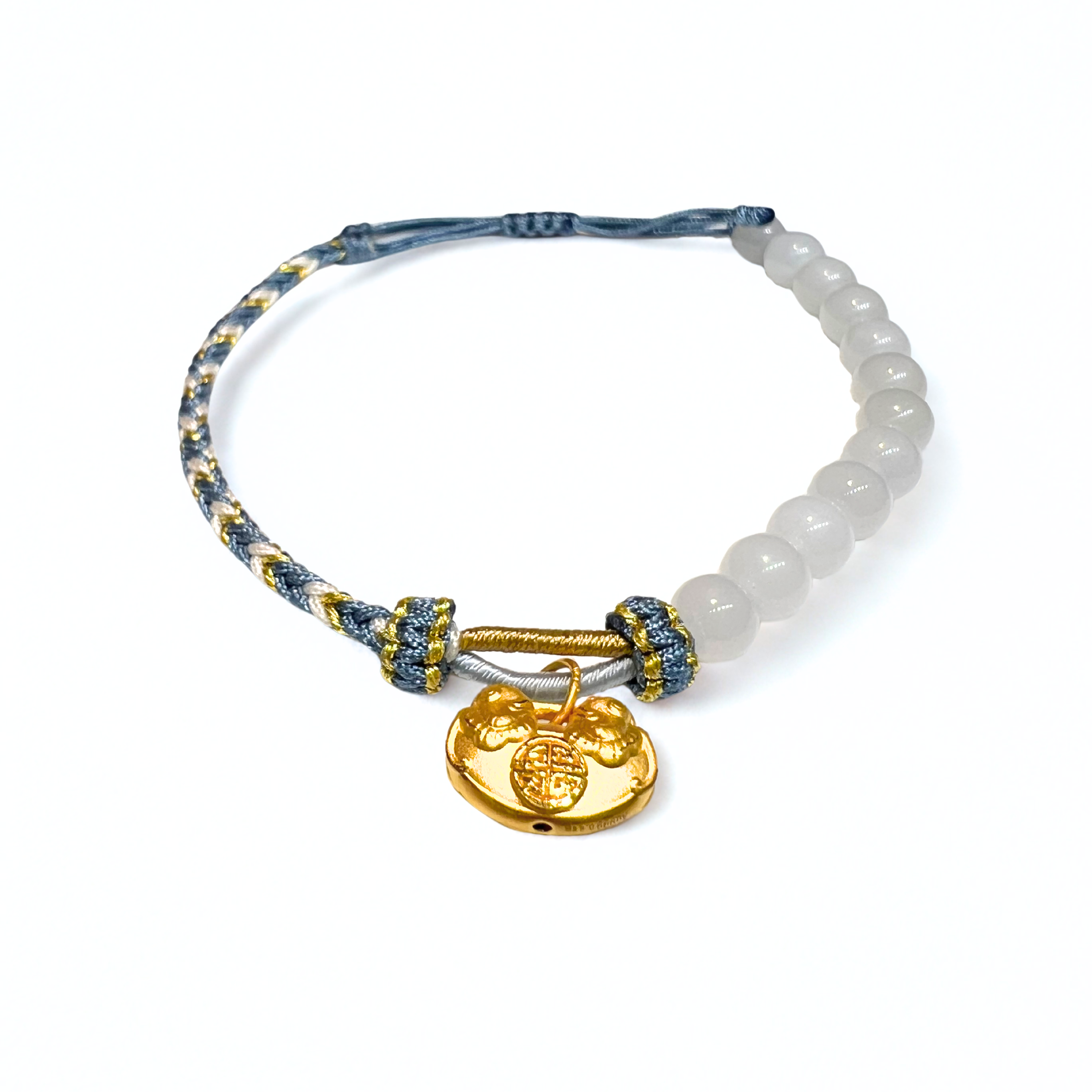 24K Gold Bracelet (Hetian Jade, lucky charm)