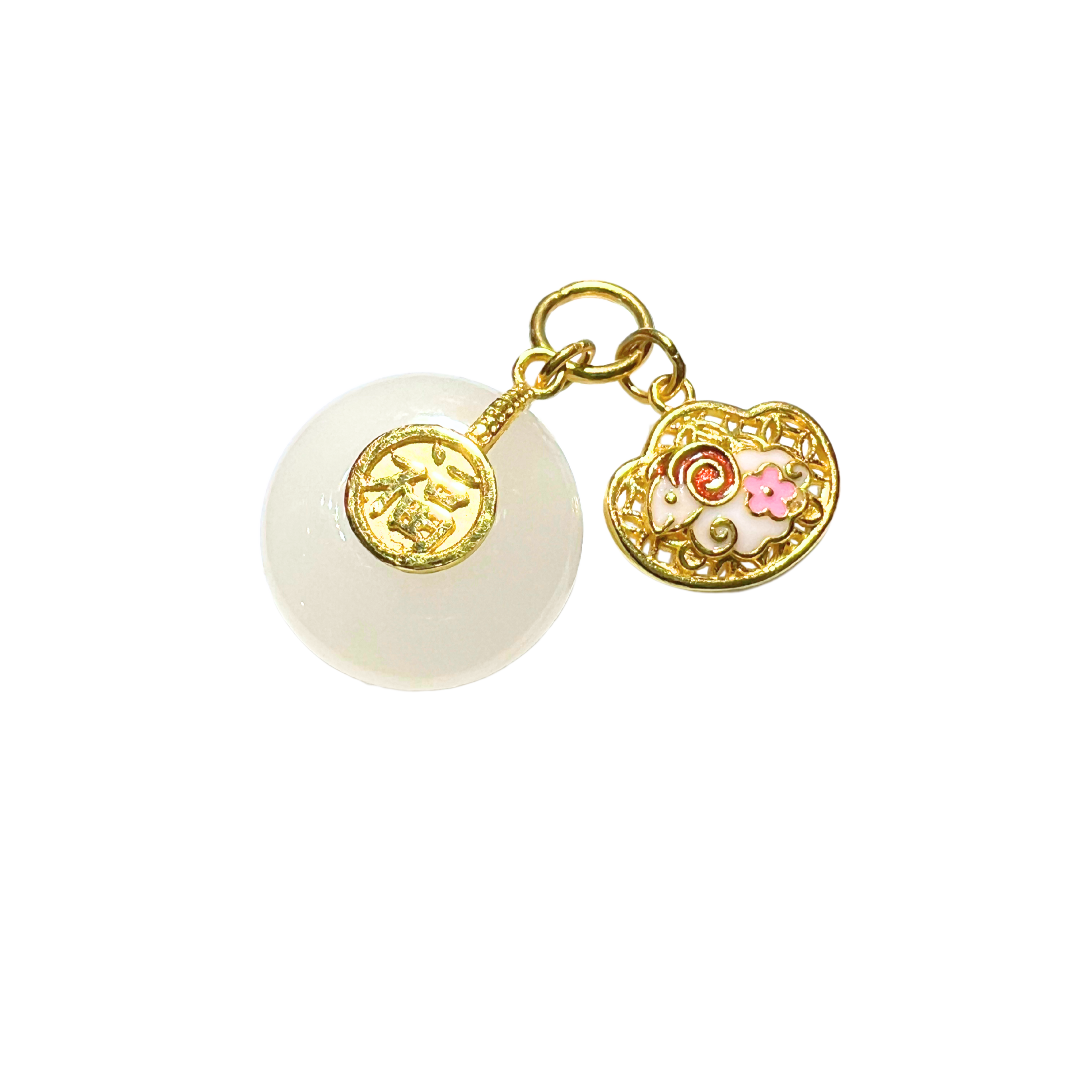 24K Chinese Zodiac Hetian Jade Gold Charm (Goat)