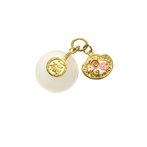 Chinese Zodiac Hetian Jade Gold Charm (Goat)