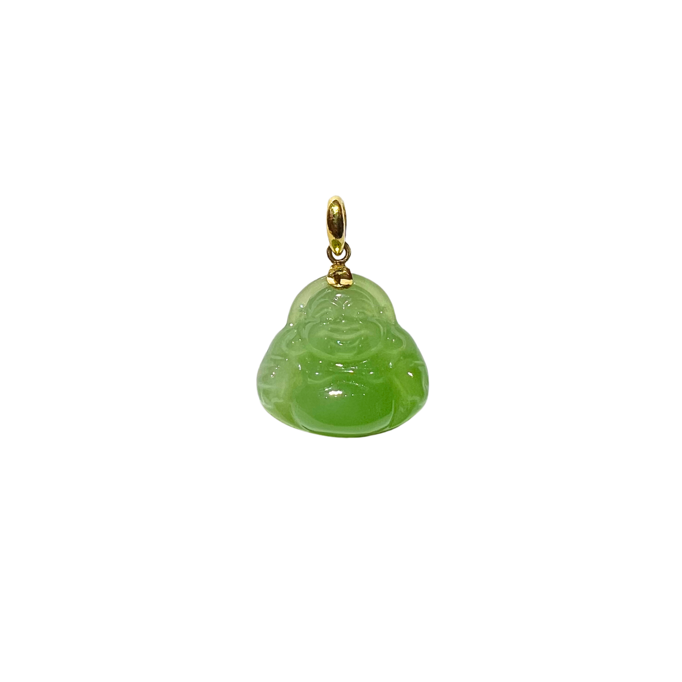 24K Hetian Jade Pendant (Laughing Buddha)