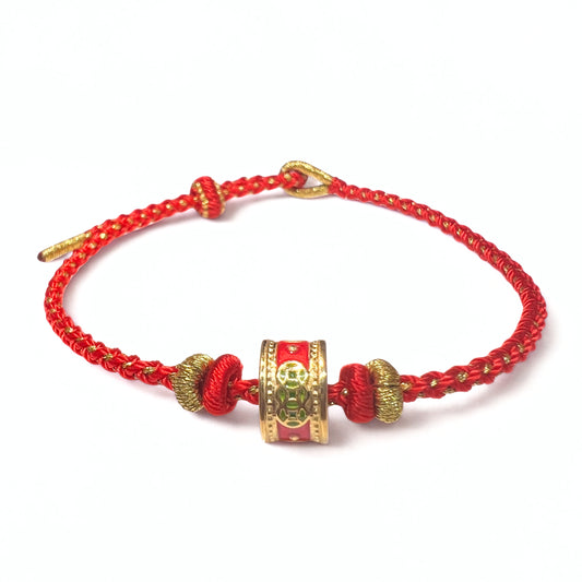 24K Gold Enamel Barrel Bead Bracelet