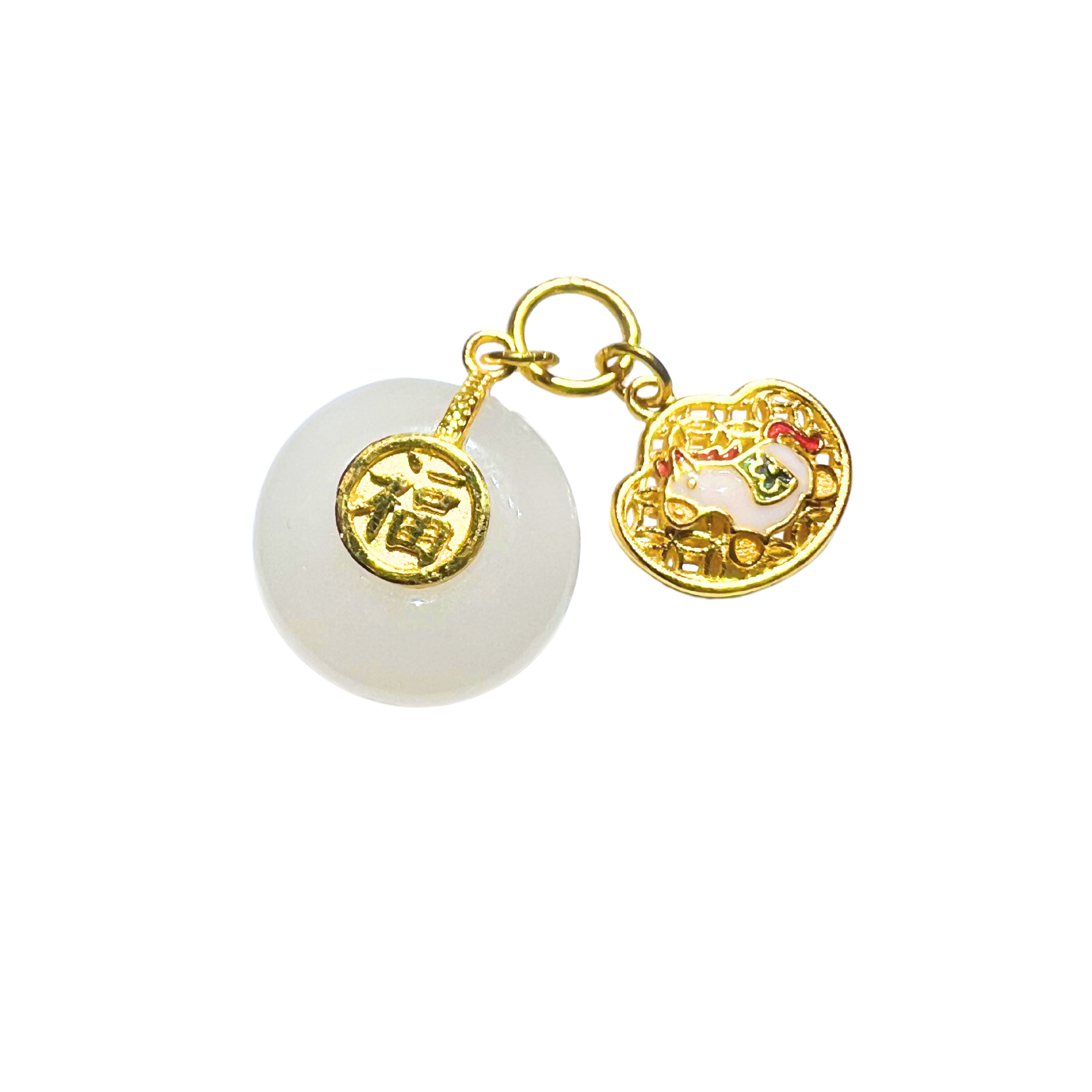24K Gold Zodiac Hetian Jade Gold Charm (Horse)