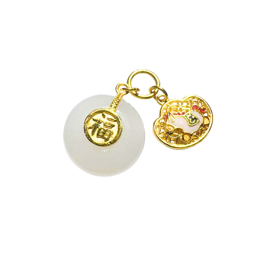 24K Gold Zodiac Hetian Jade Gold Charm (Horse)