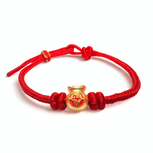 24K Gold Money Bag Charm Bracelet