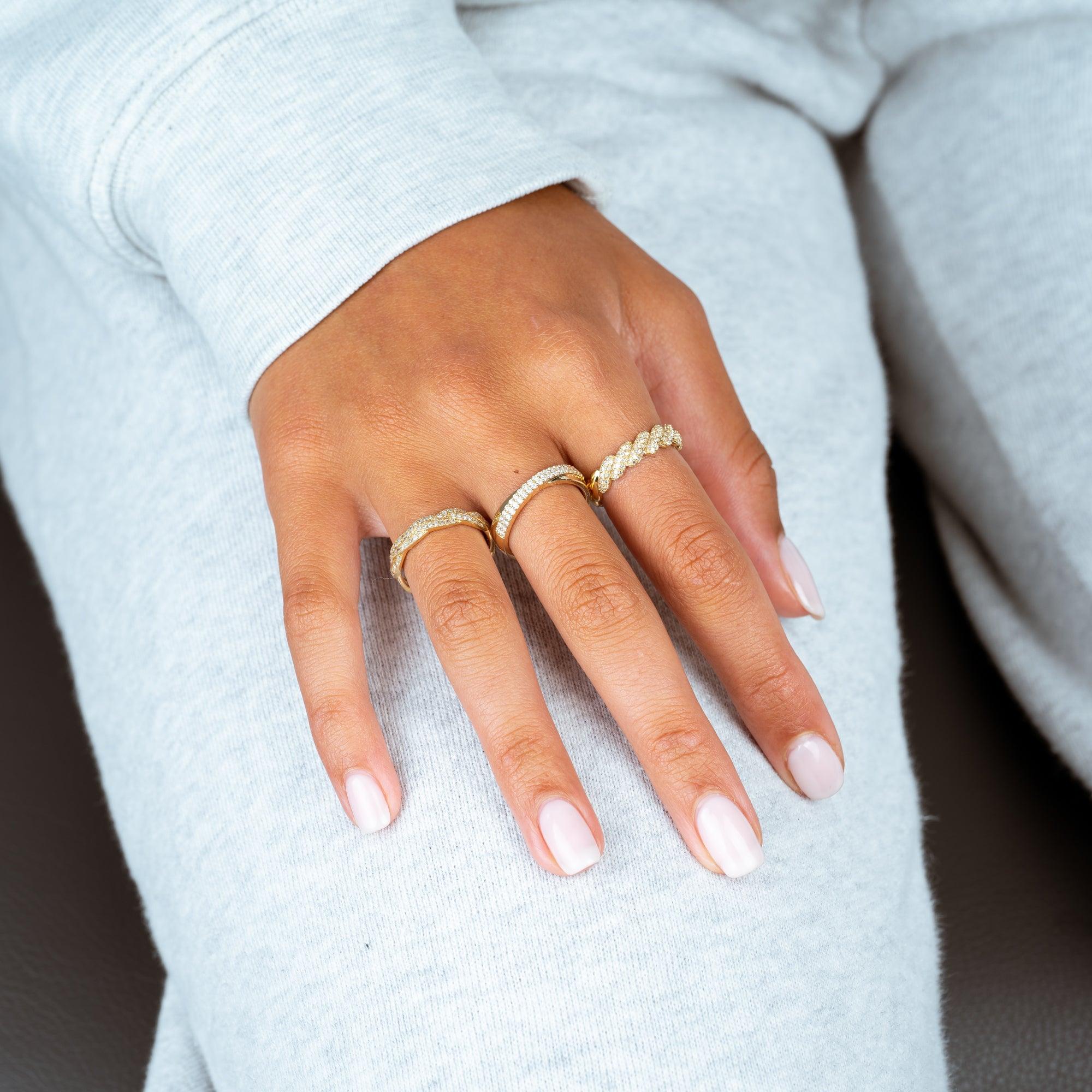 Crossover Pave Diamond Ring