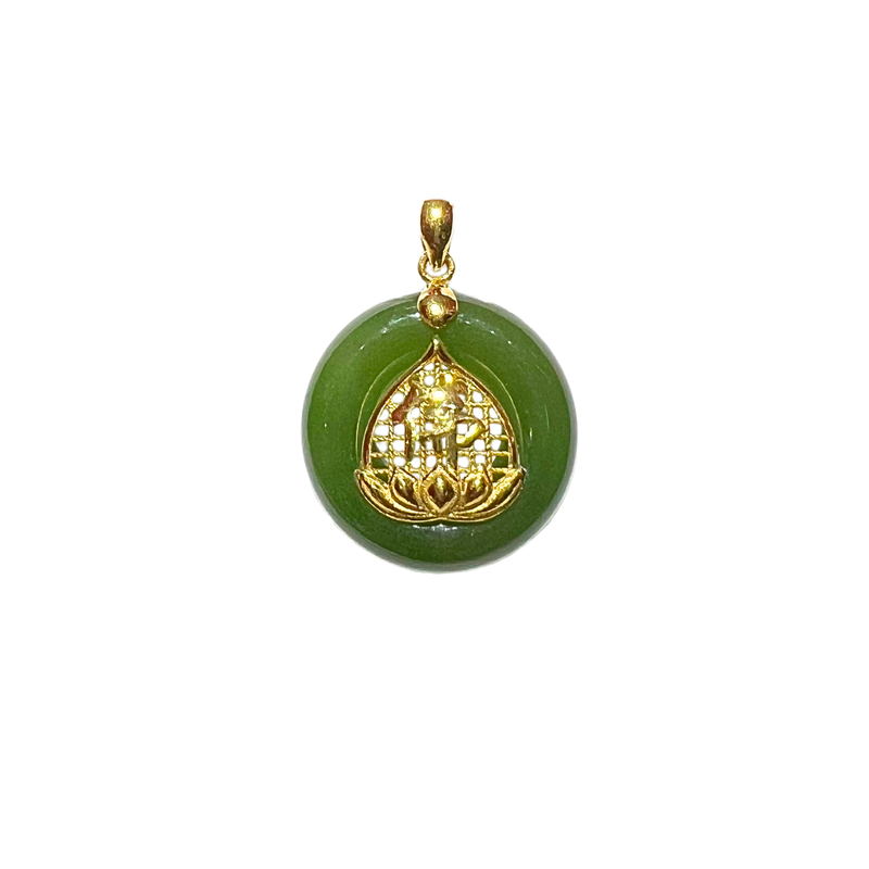 24K Hetian Jade Pendant (Peace buckle)