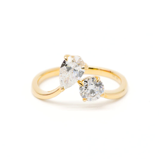 Toi et Moi Pear & Round Lab Grown Diamonds Ring
