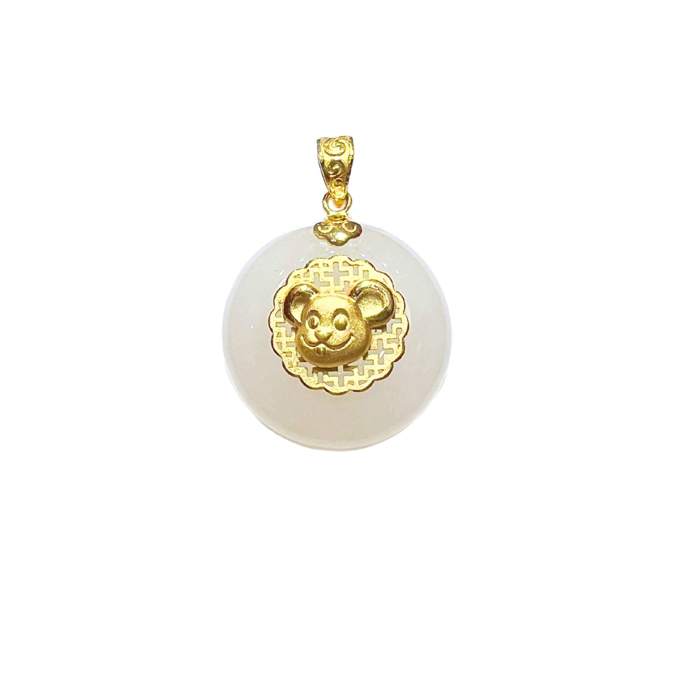 24k Hetian Jade Zodiac Pendant (Rat)