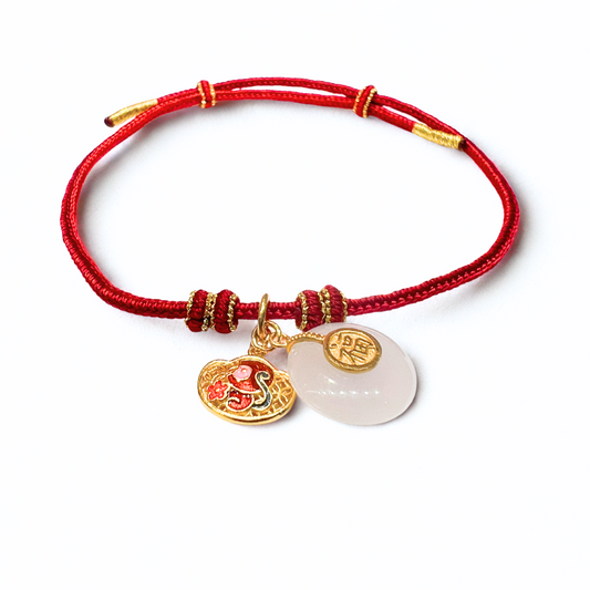 24K Gold Hetian Jade Bracelet Chinese Zodiac (Monkey)