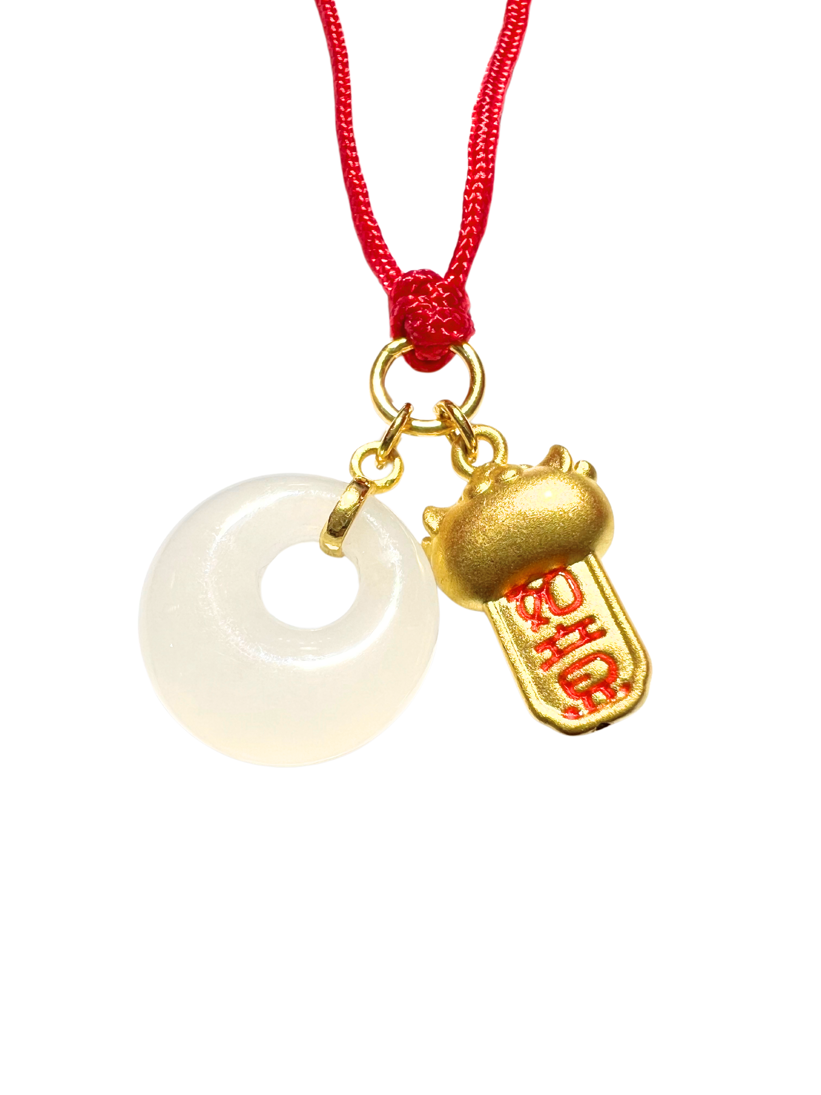 24K Hetian Jade Necklace (Lion Dance)