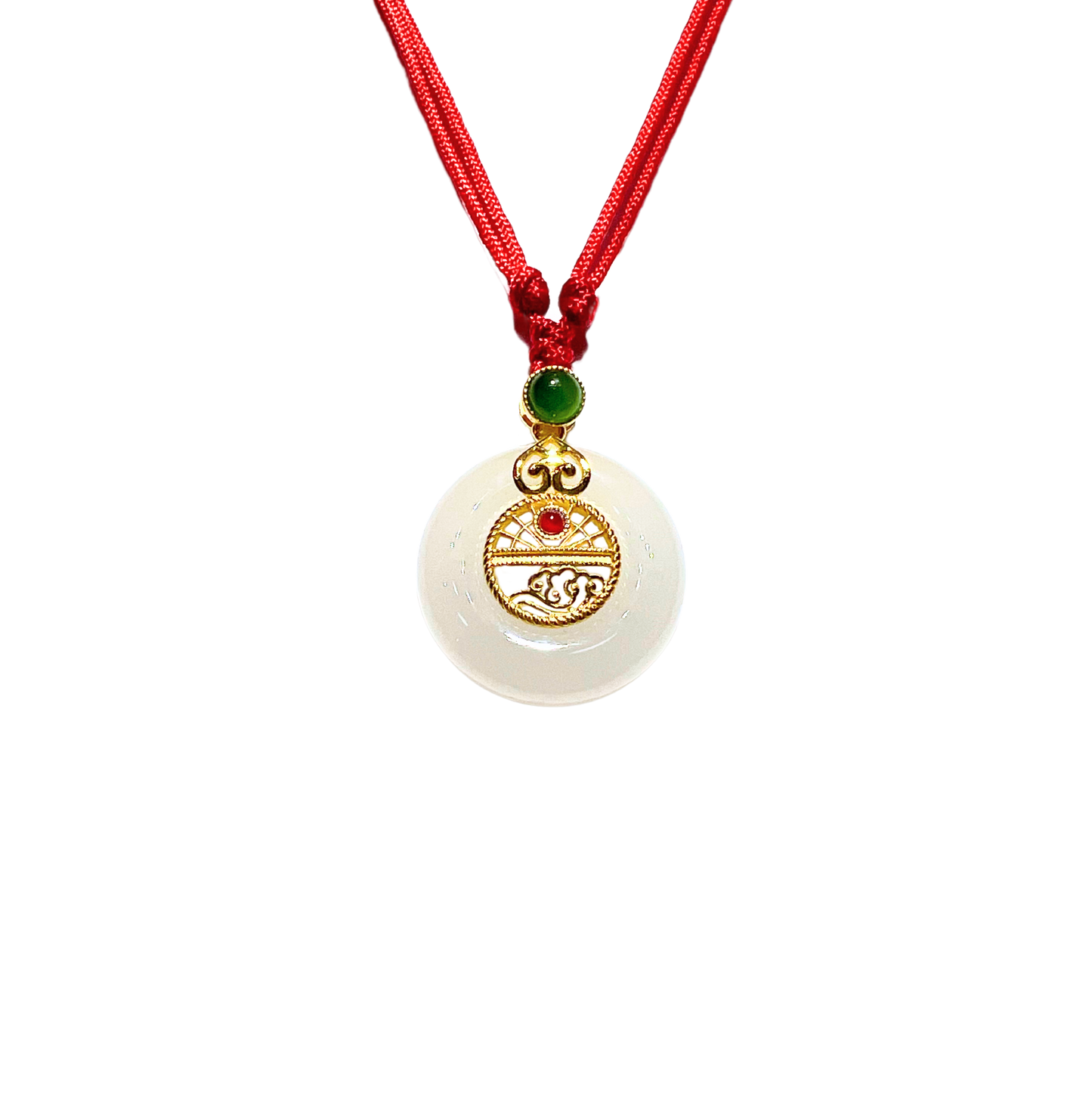 24K Hetian Jade Necklace (peace buckle)