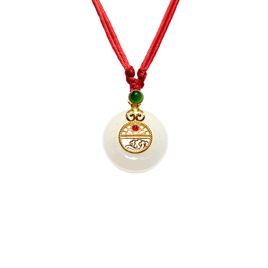 24K Hetian Jade Necklace (peace buckle)