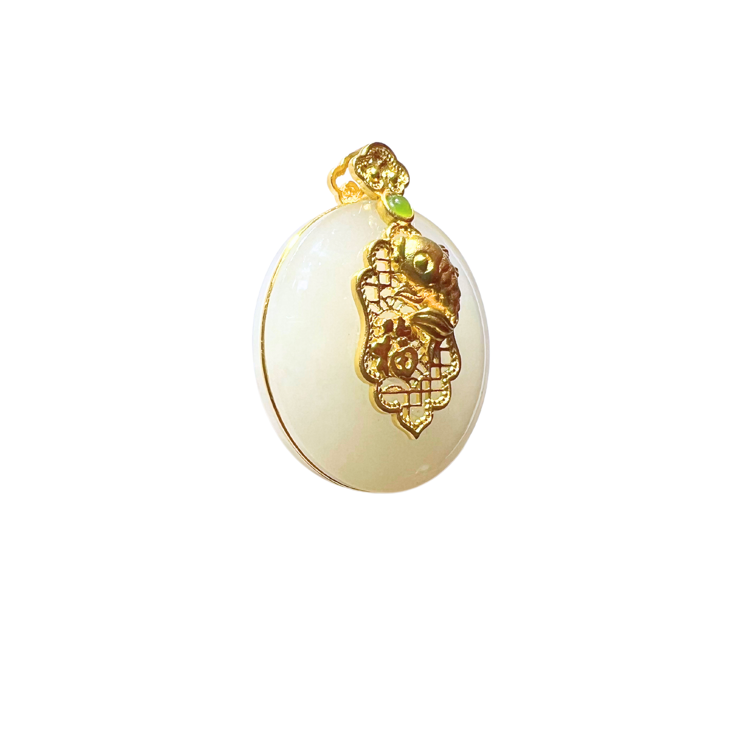 24K Hetian Jade Pendant (Peace buckle)