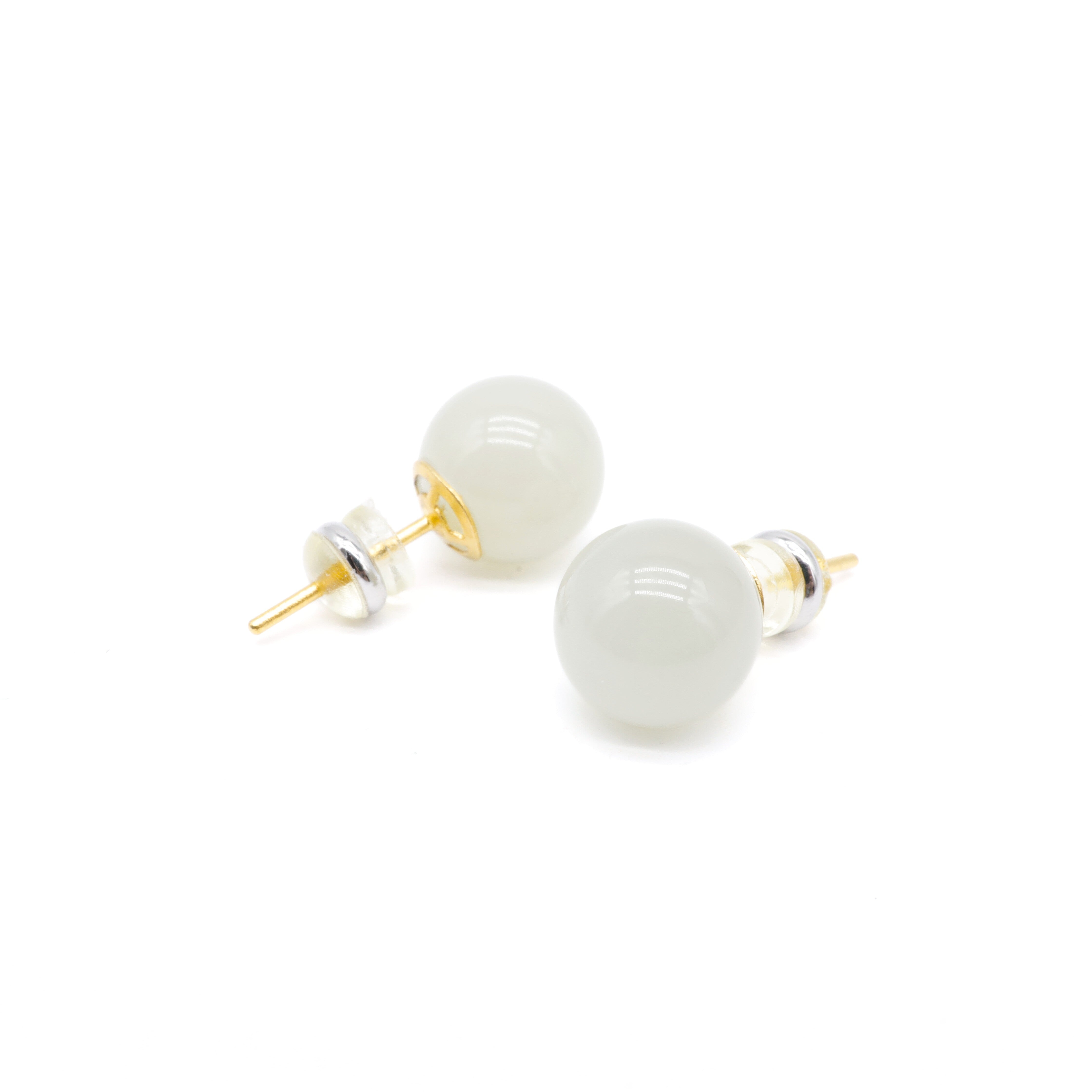 24K Gold Hetian Jade Earring