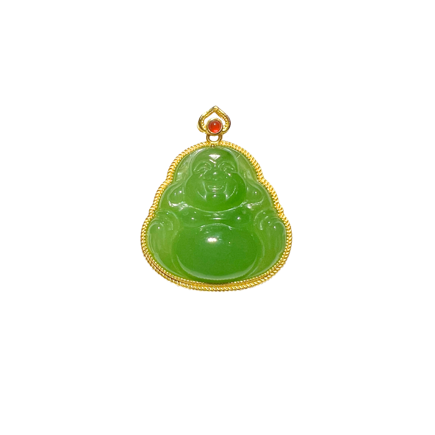 24K Hetian Jade Pendant (Laughing Buddha)