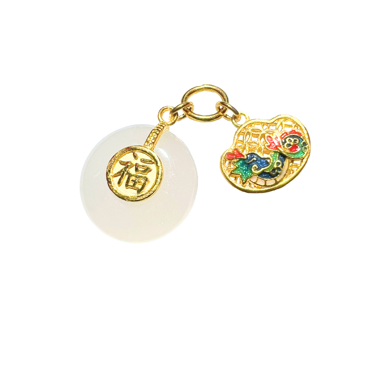 24K Chinese Zodiac Hetian Jade Gold Charm (Dragon)