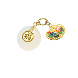 Chinese Zodiac Hetian Jade Gold Charm (Dragon)