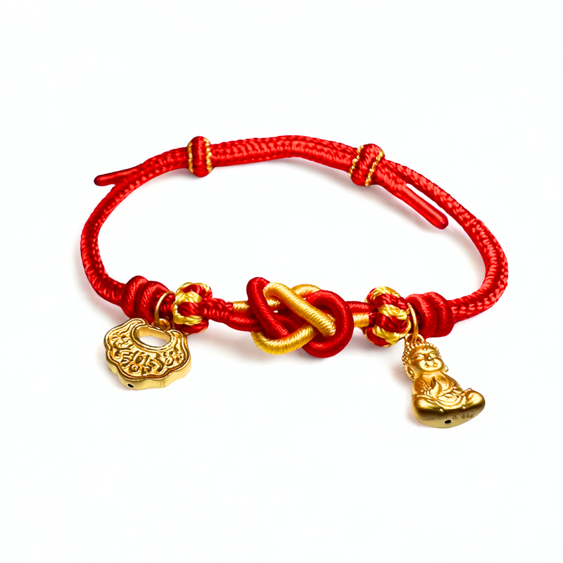 24K Gold Bracelet (Longevity Lock, Buddha)