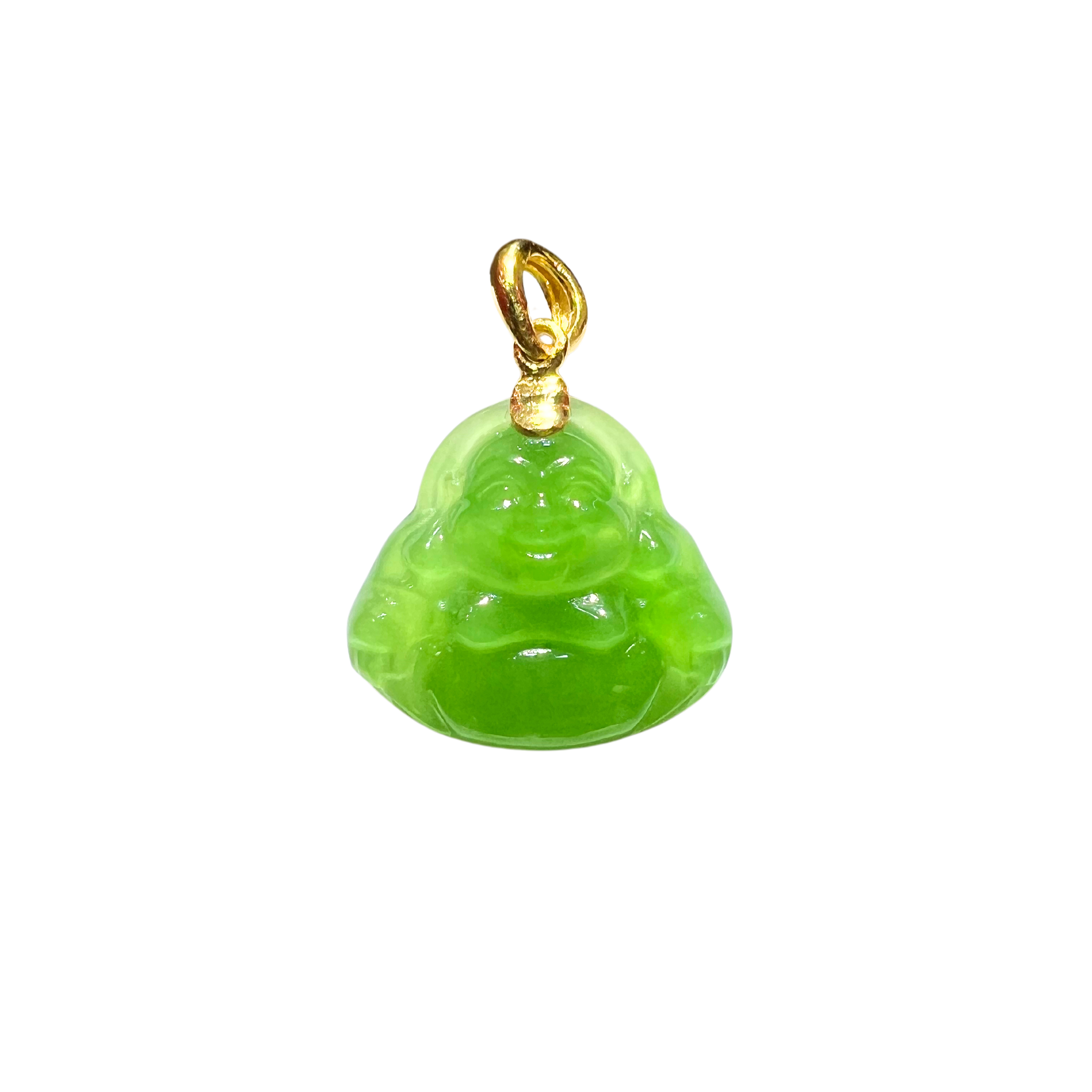 24K Hetian Jade Pendant (Laughing Buddha)