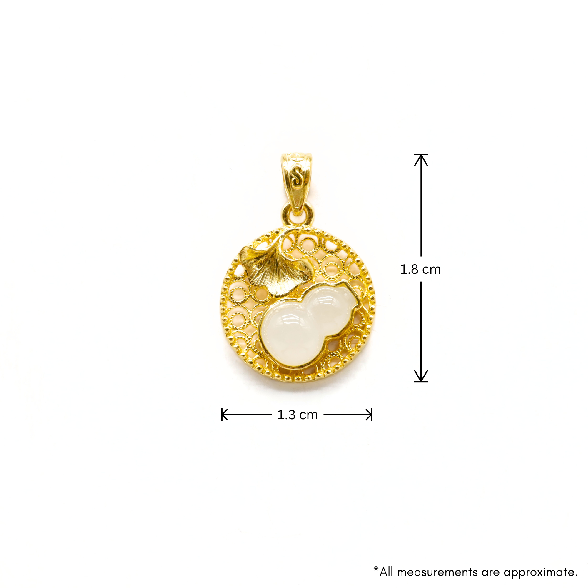 24K Gold Hetian Jade Calabash Pendant