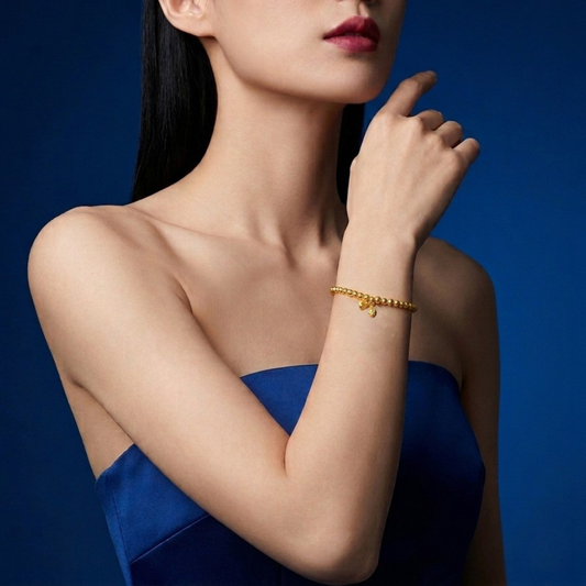 24K Gold Beaded Bracelet