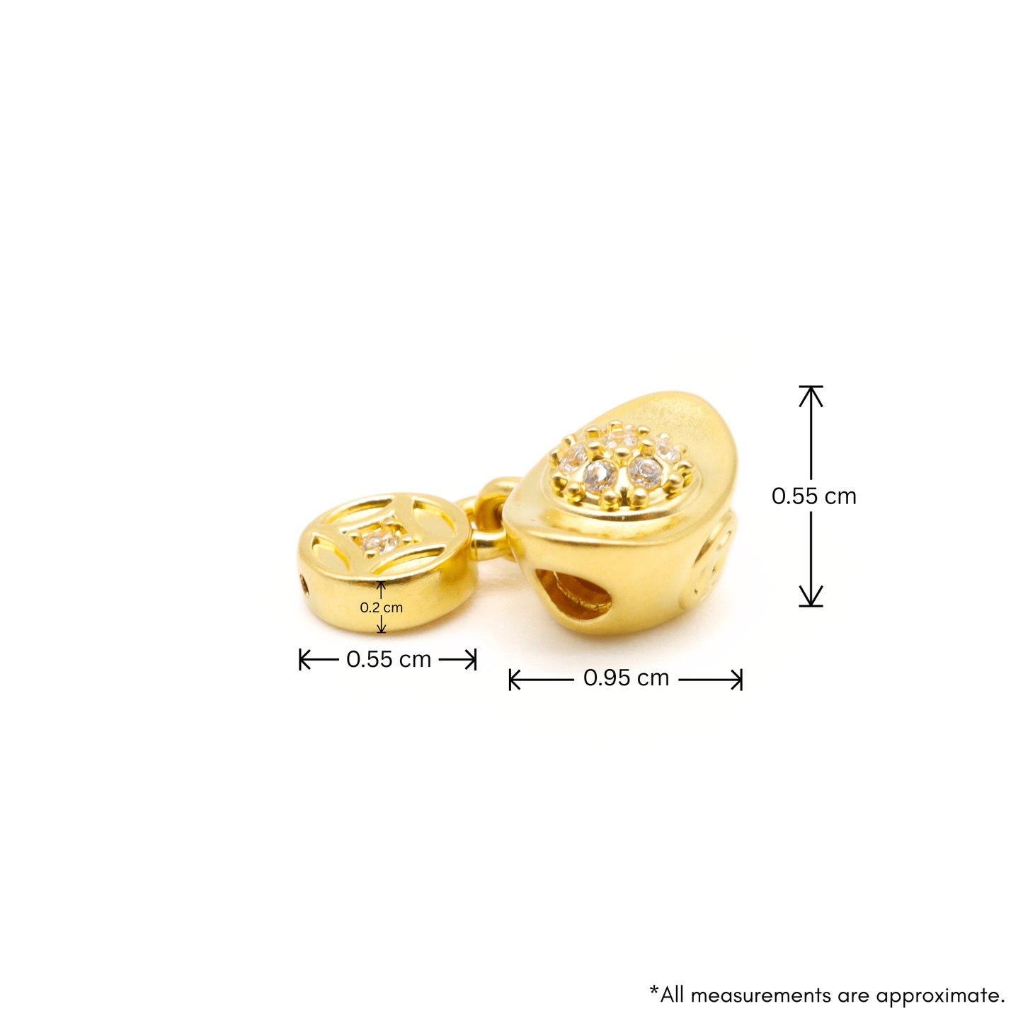 24K Gold Sycee & Coin Charm