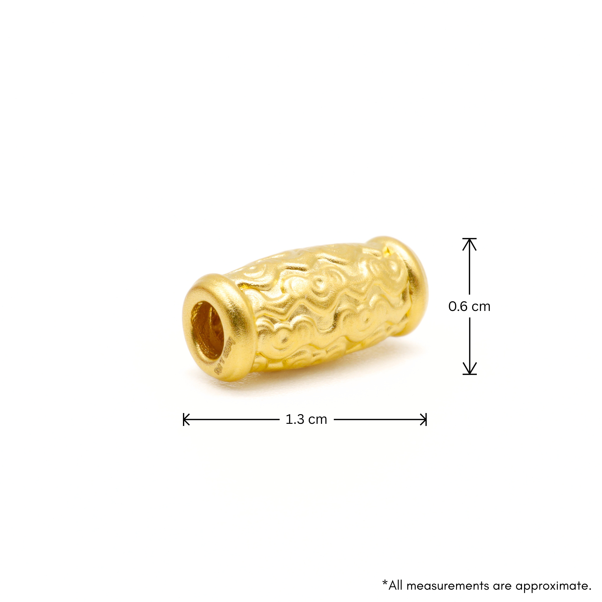 24K Gold Cloud Pattern Barrel Charm