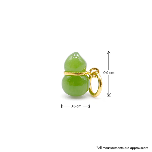 24K Gold Hetian Jade Gourd Charm