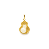 24K Gold Hetian Jade Calabash Pendant