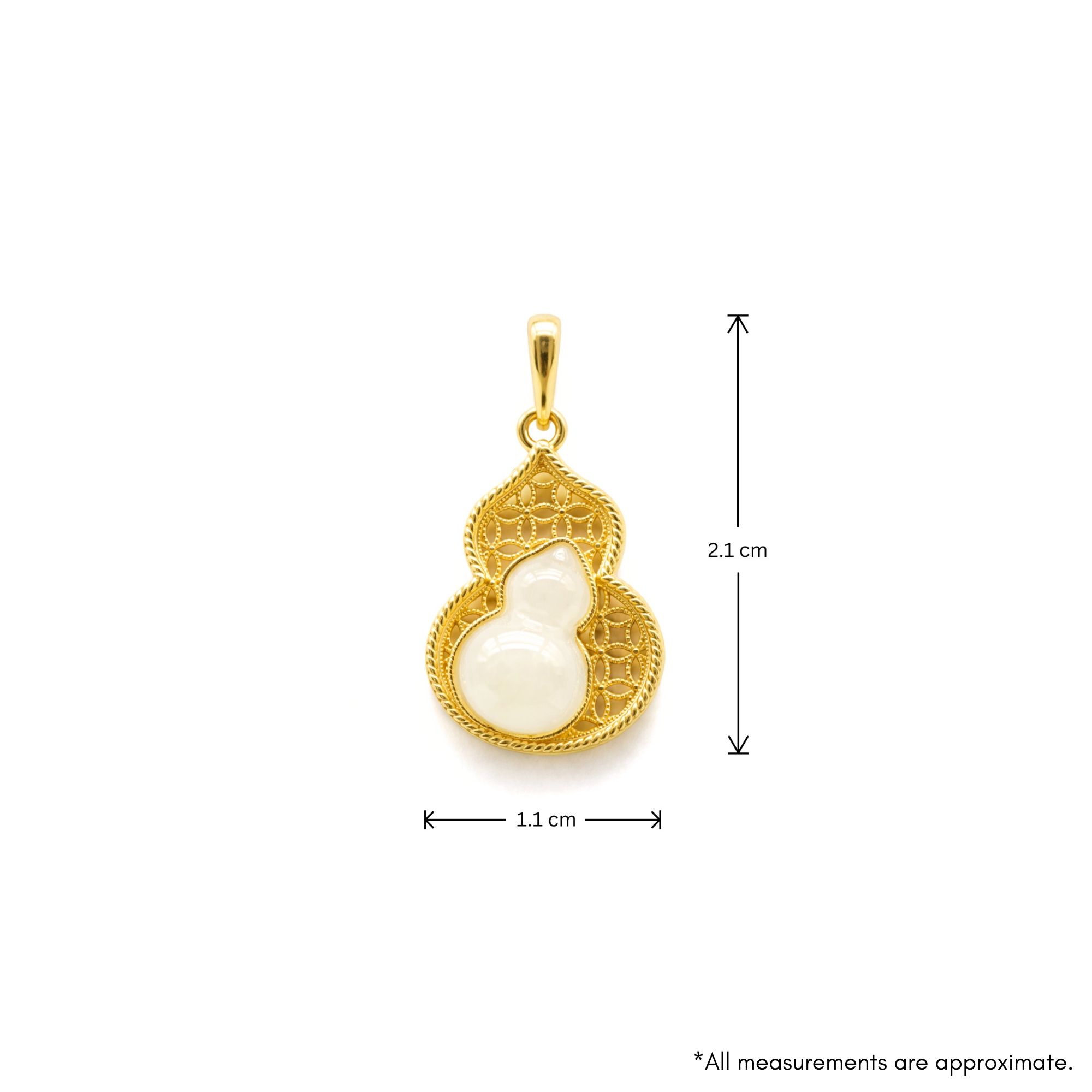 24K Gold Hetian Jade Calabash Pendant