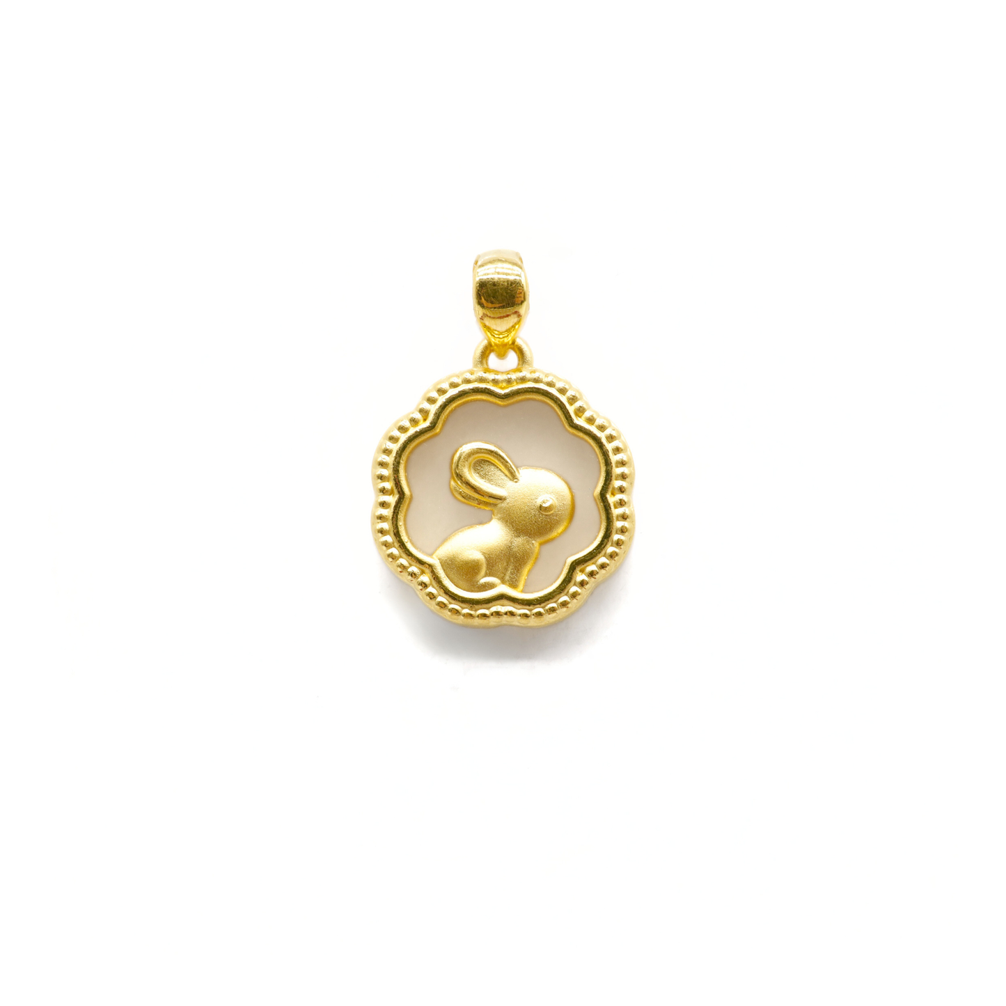 24K Gold Hetian Jade Rabbit Zodiac Pendant