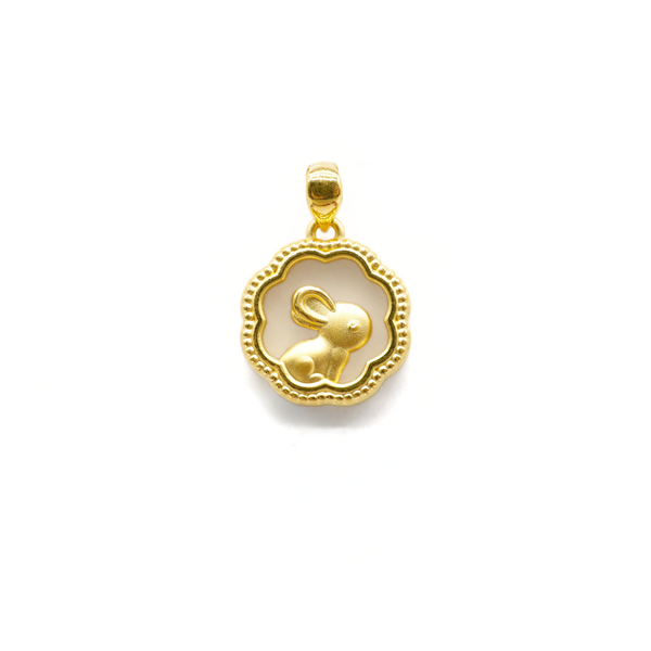 24K Gold Hetian Jade Rabbit Zodiac Pendant