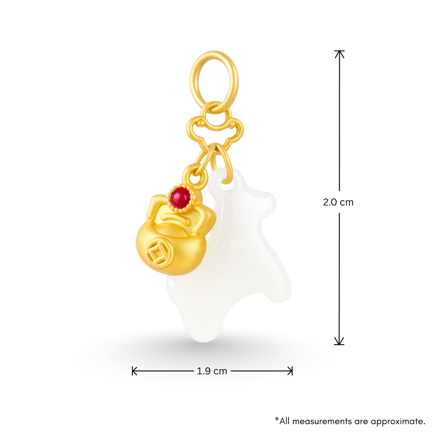 24k Gold Hetian Jade Chinese Zodiac Horse Charm