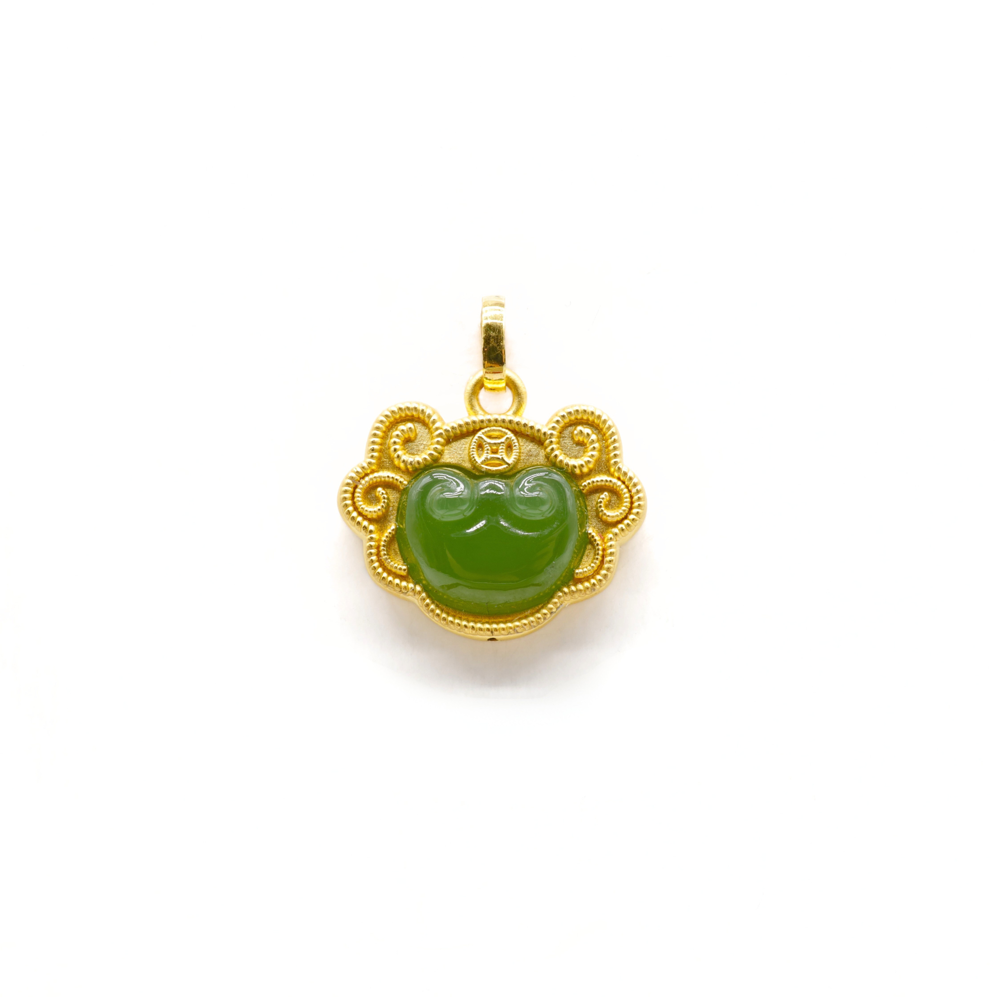 24K Gold Hetian Jade Pendant