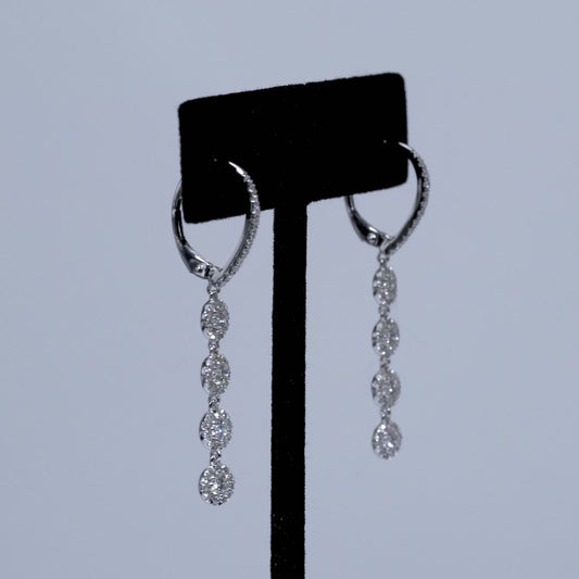 Quadruple Halo Dangle Diamond Earrings