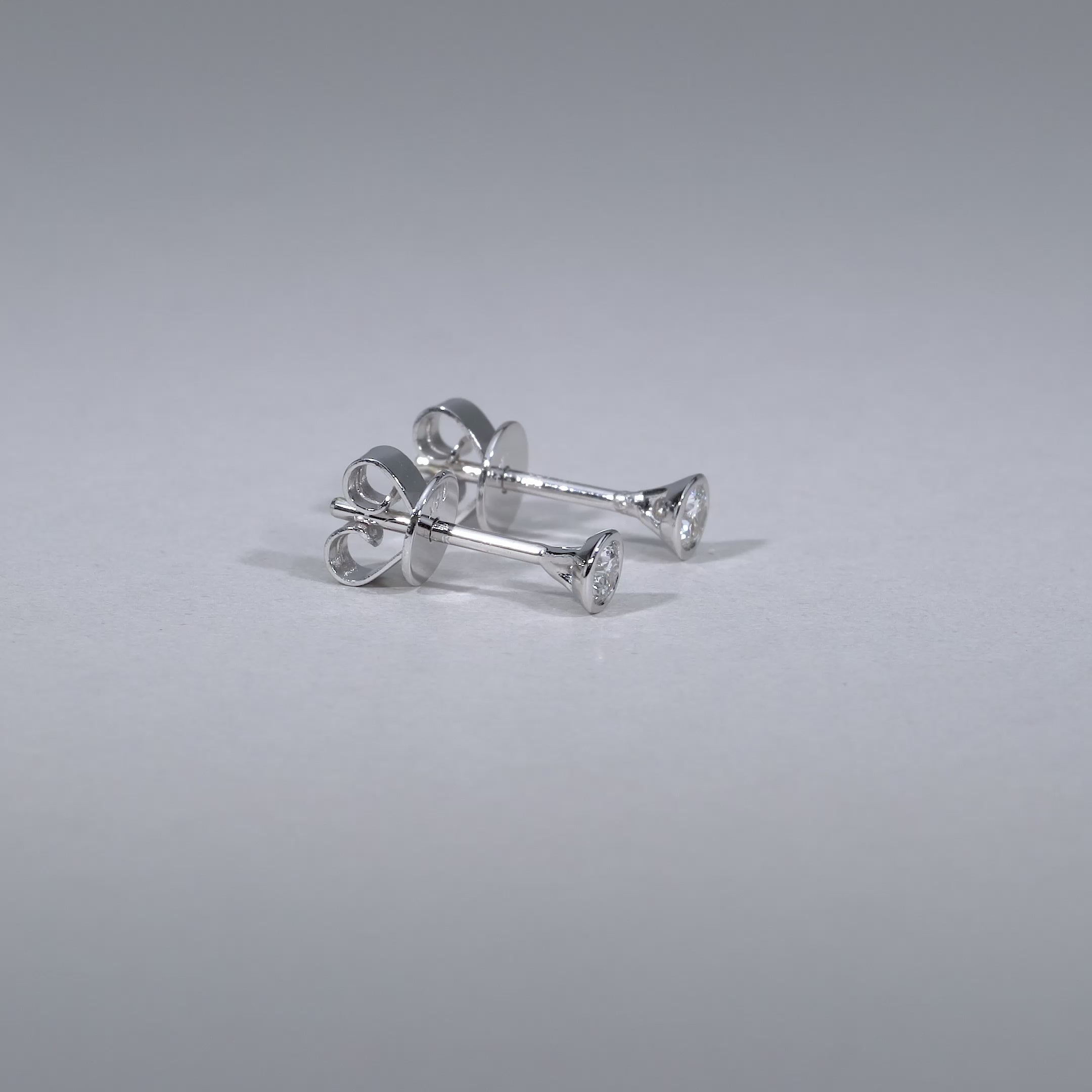 Bezel & Diamond Stud Earrings