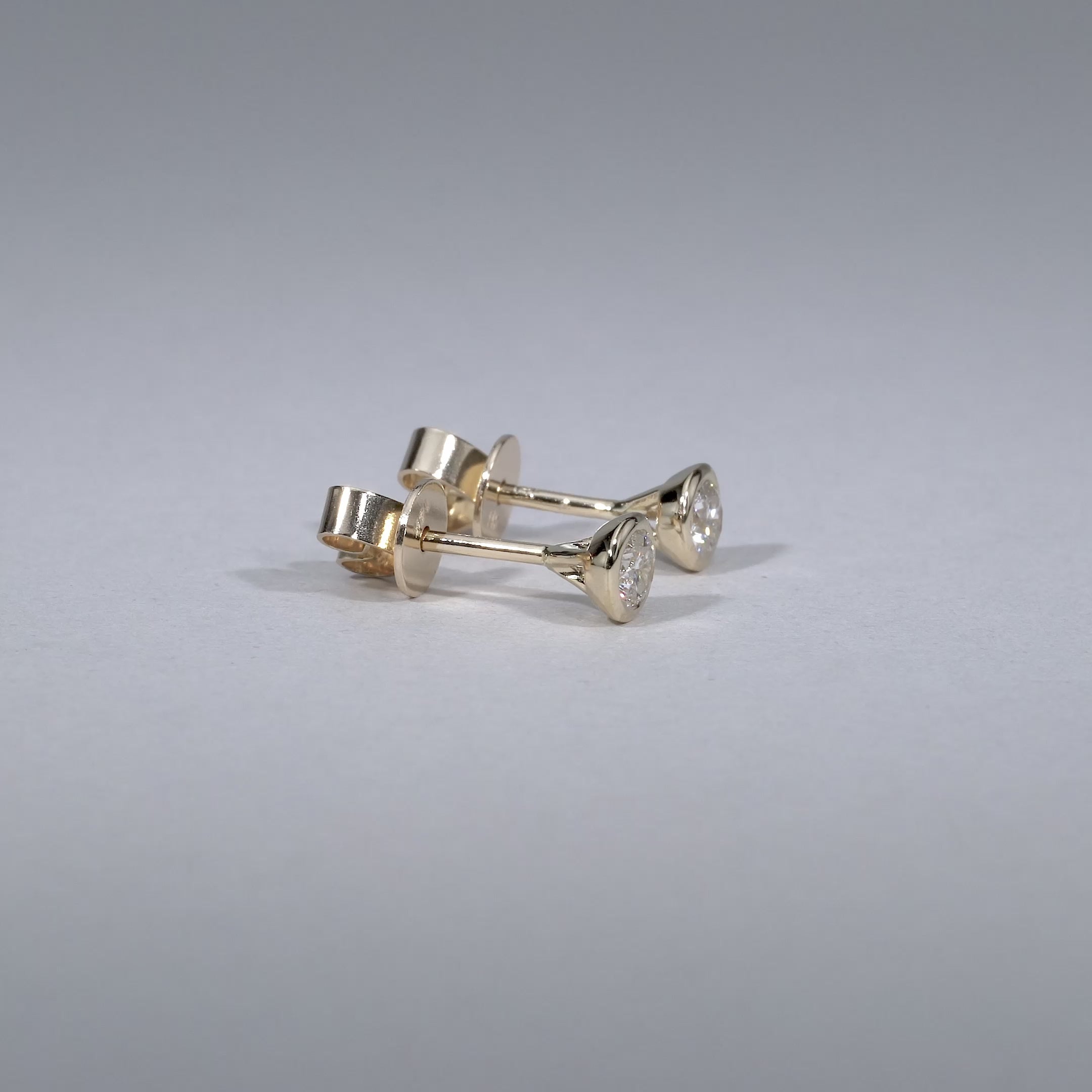 Bezel & Diamond Stud Earrings