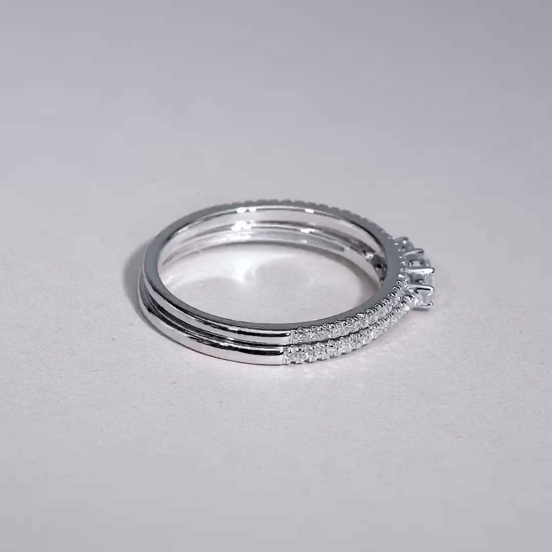 Trinity and Semi Eternity Diamond Ring Set