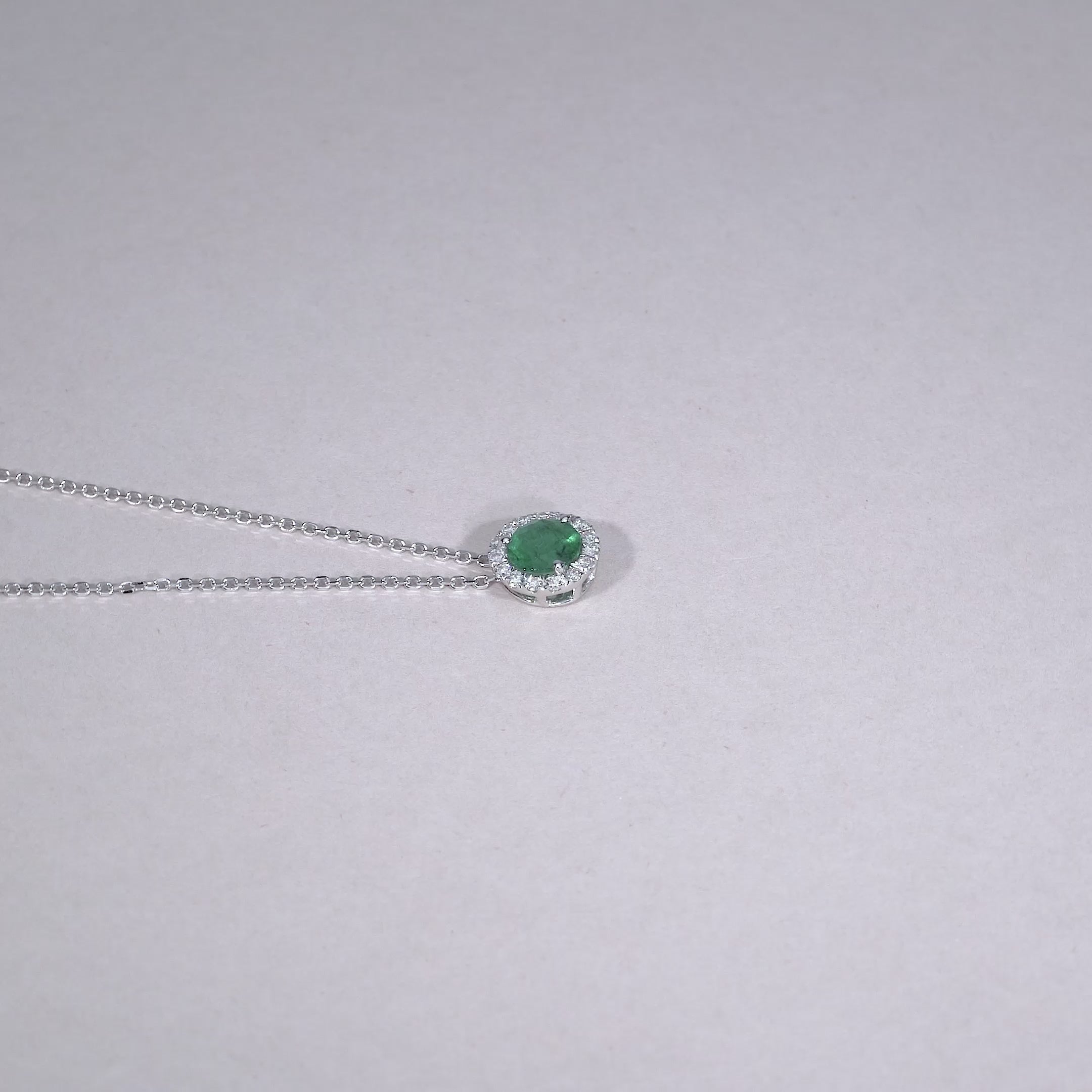 Precious Stone & Diamond Halo Pendant