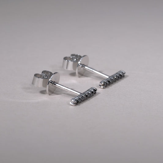 Black Diamond Bar Stud Earrings